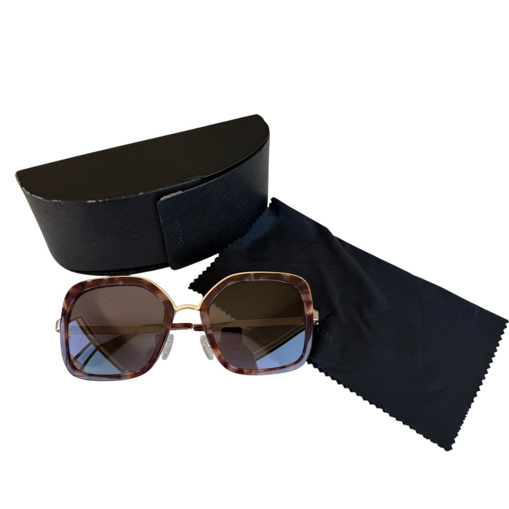 Prada Tortoise Square Sunglasses Brown Gold UE0-6X1 54-22 140 Made in Italy